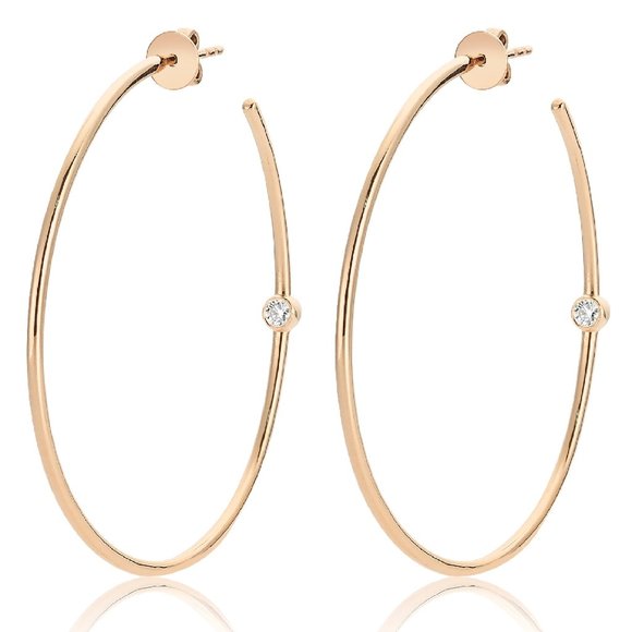 Rose Gold Diamond Hoop Earrings